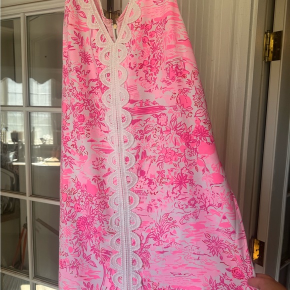 Lilly Pulitzer Other - Lilly Pulitzer Pink Floral Dress with White Lace